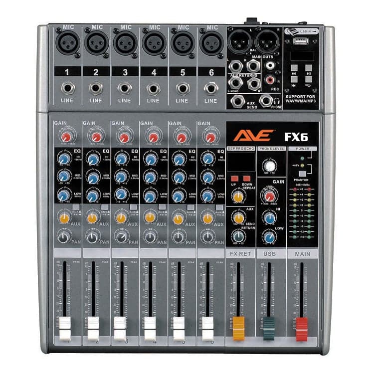 AVE StrikeFX6 PA Mixer with FX and USB 6 Channel DJ City