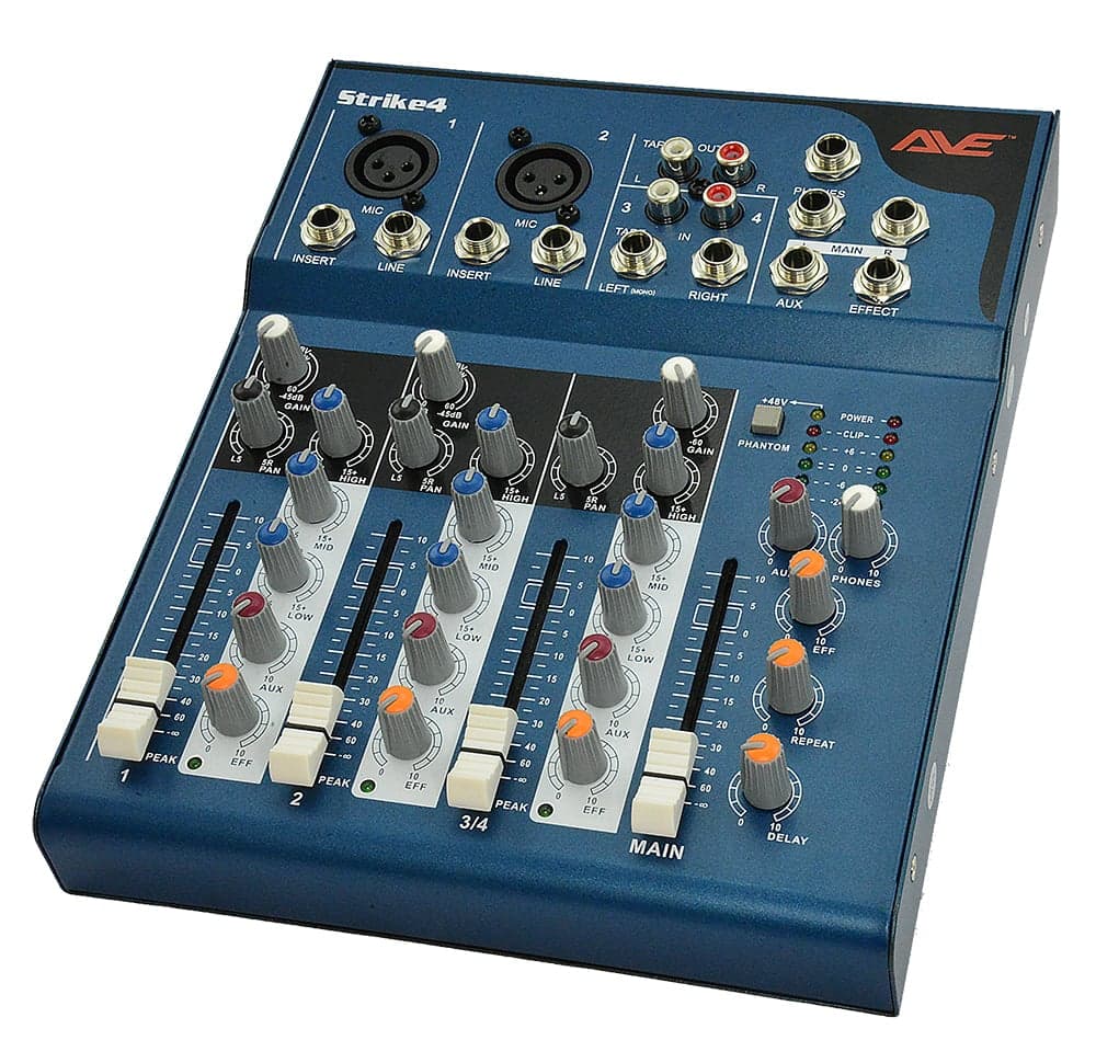 AVE Strike 4 PA Mixer with Delay 4 Channel