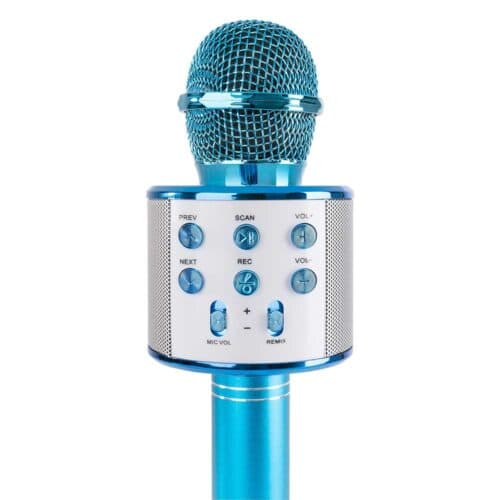 MAX KM01B - Blue Karaoke Microphone with Built-in Speakers BT/MP3