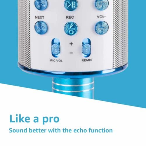 MAX KM01B - Blue Karaoke Microphone with Built-in Speakers BT/MP3