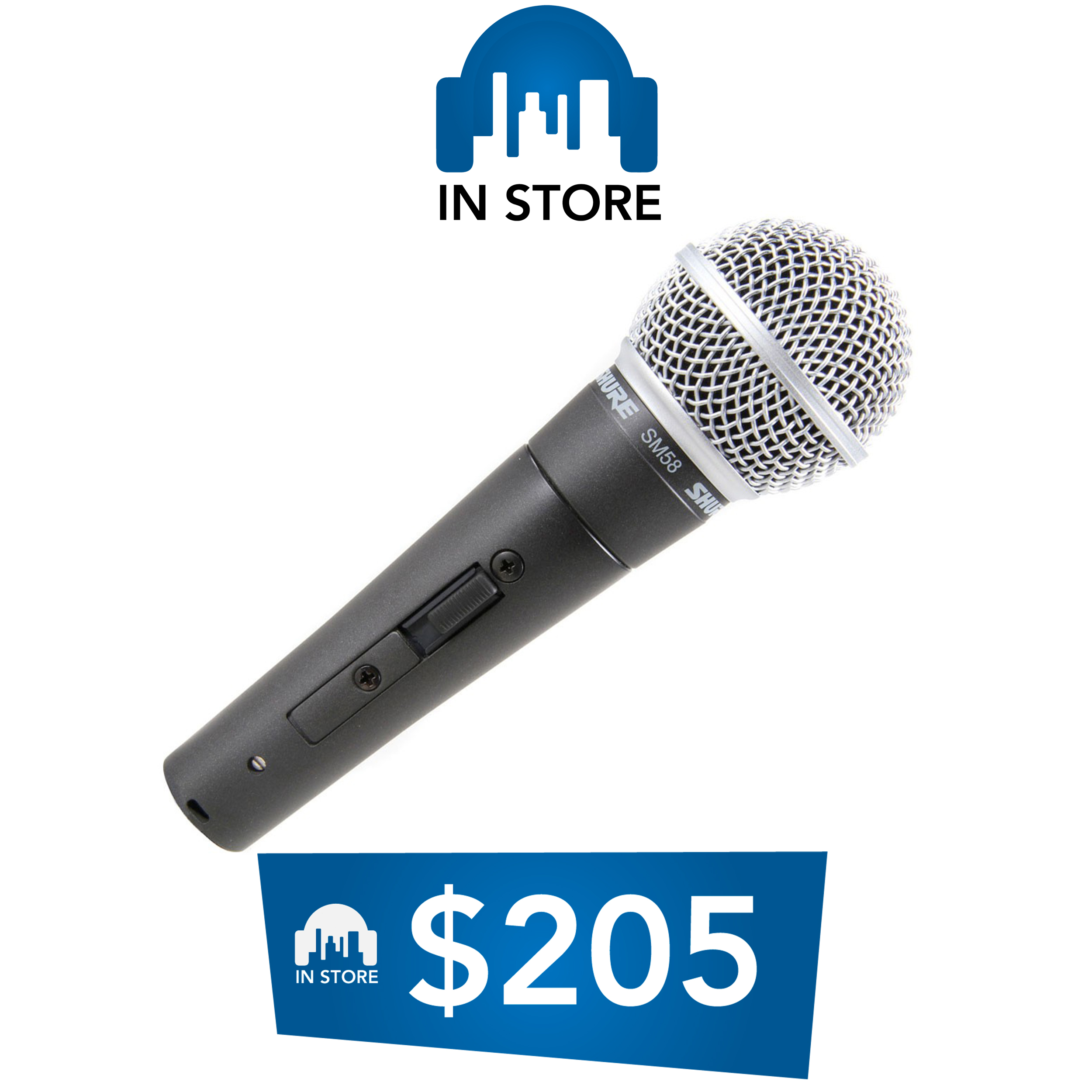 Shure SM58S Dynamic Vocal Microphone Cardioid with Switch DJ City