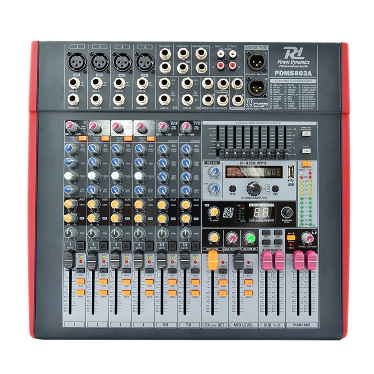 Power Dynamics PDM-S803A Powered PA Mixer with FX 8 Channel 800W - Image 2