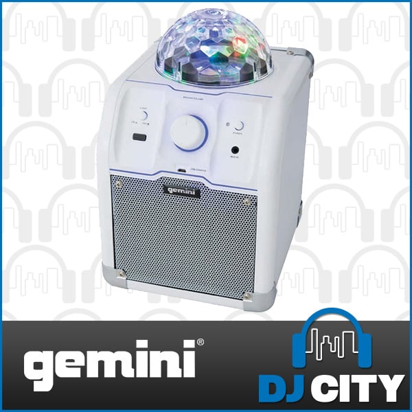Gemini Audio House Party Speaker System with Disco Lights Ball Bluetooth White