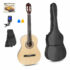 MAX SoloArt Natural Wood Classic Guitar Pack with Soft Case &amp; Digital Tuner