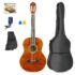 MAX SoloArt Dark Natural Wood Classic Guitar Pack with Soft Case &amp; Digital Tuner