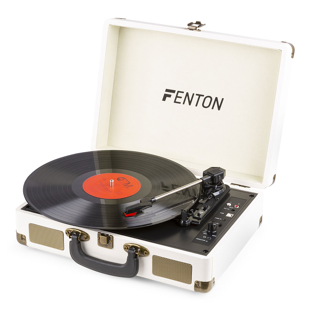 Fenton RP115G Record Player with BT and Vinyl Briefcase (Creme)