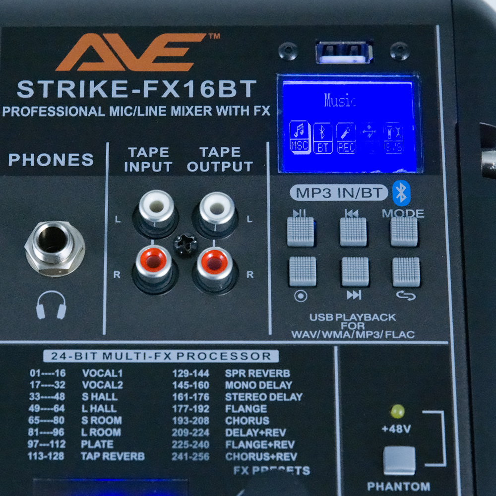 AVE StrikeFX 16 Bluetooth PA Mixer with FX & USB 18 Channel