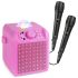 Fenton KAR55P Bluetooth Karaoke Speaker with LED &amp; Microphones - Pink