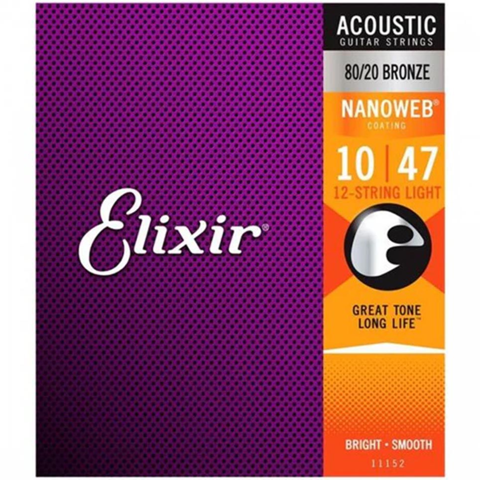Elixir Acoustic 12-String Guitar Strings Nanoweb - Light