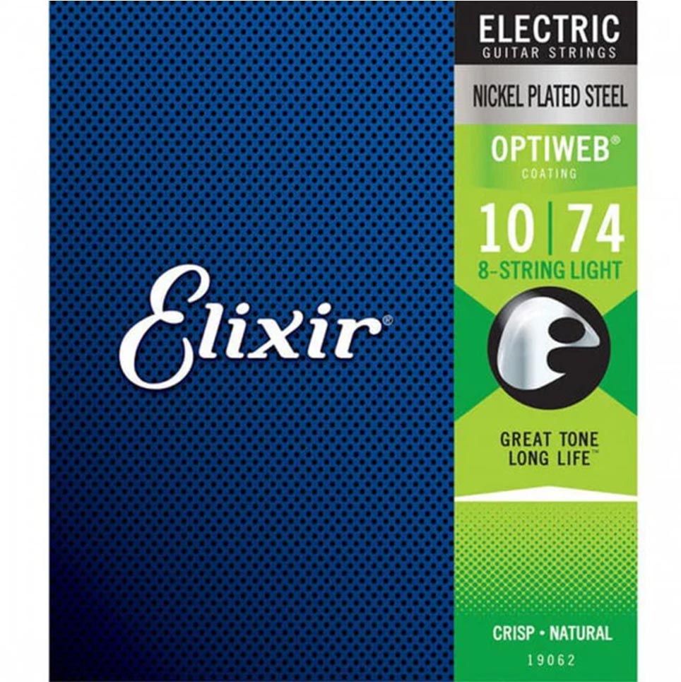 Elixir Electric Guitar Strings Optiweb Coated 8-String - Light (19062)