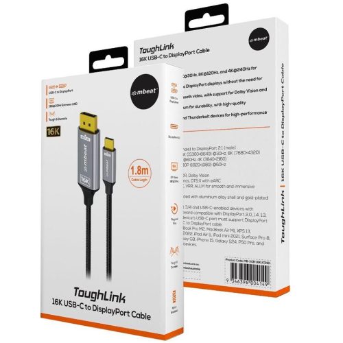 MBeat ToughLink 1.8m 16K USB-C to DisplayPort Cable