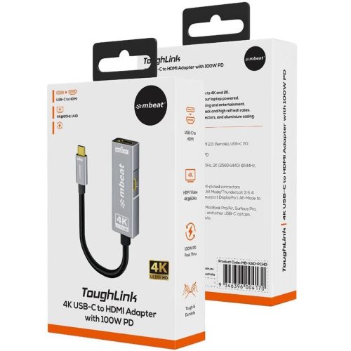 MBeat Tough Link USB-C to HDMI Adapter with 100W PD