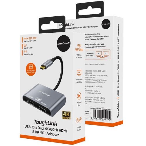 MBeat Tough Link USB-C to DP&HDMI Dual 4K/60Hz MST Adapter