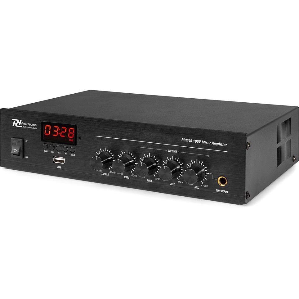 Power Dynamics PDM45 100V Mixer-Amplifier with BT & Media Player 45W