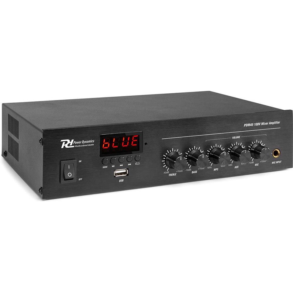 Power Dynamics PDM45 100V Mixer-Amplifier with BT & Media Player 45W