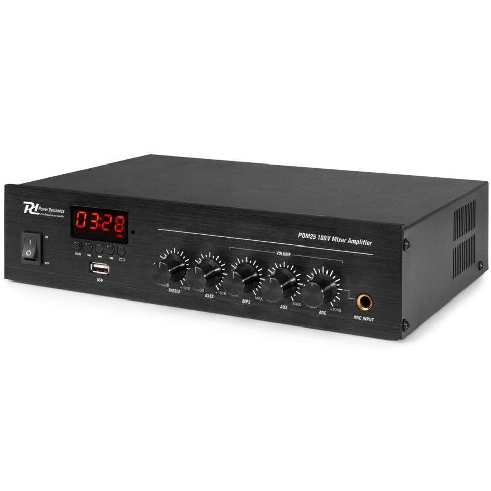 Power Dynamics PDM25 100V Mixer-Amplifier with BT and Media Player 25W