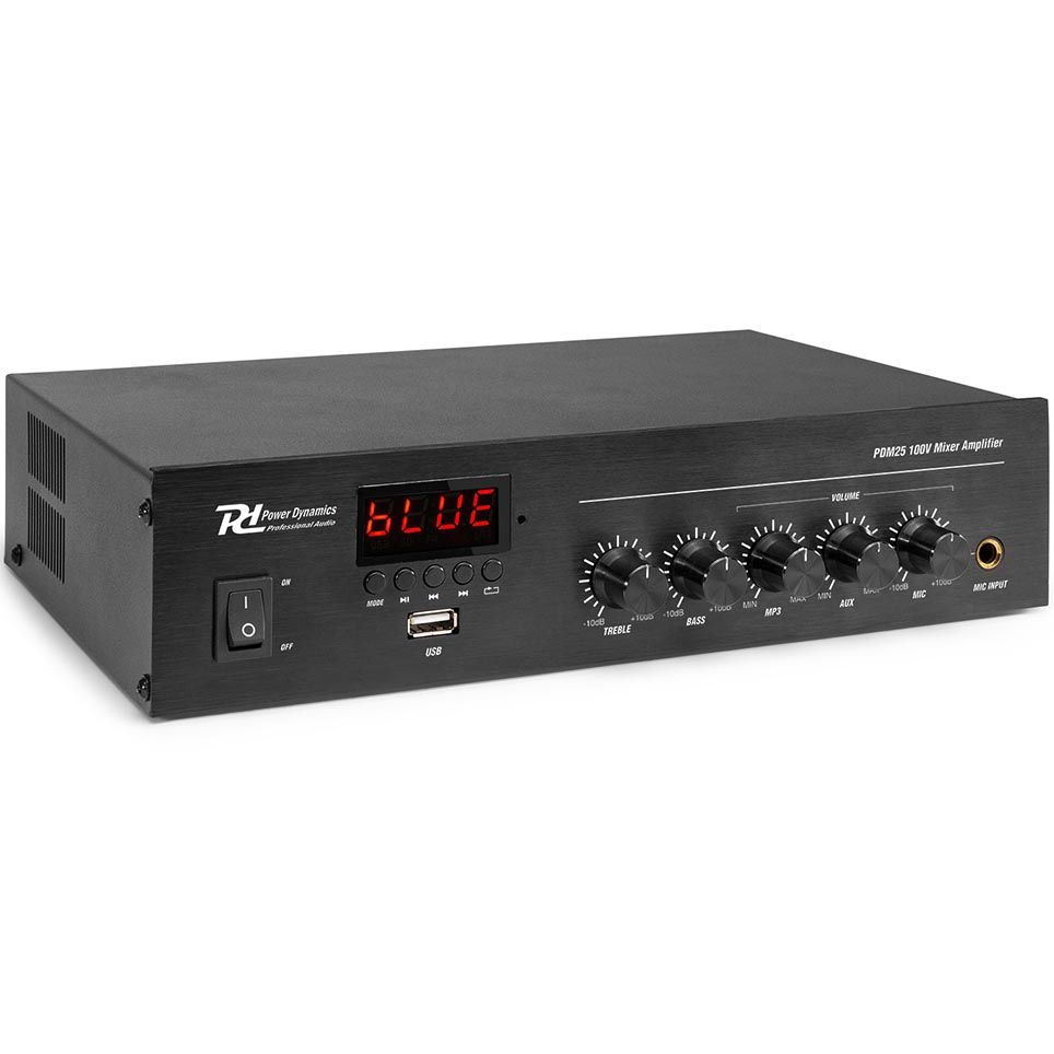 Power Dynamics PDM25 100V Mixer-Amplifier with BT and Media Player 25W