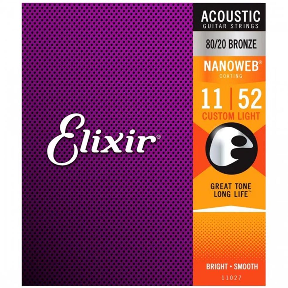 Elixir 11027 Acoustic Guitar Strings Nanoweb Custom Light