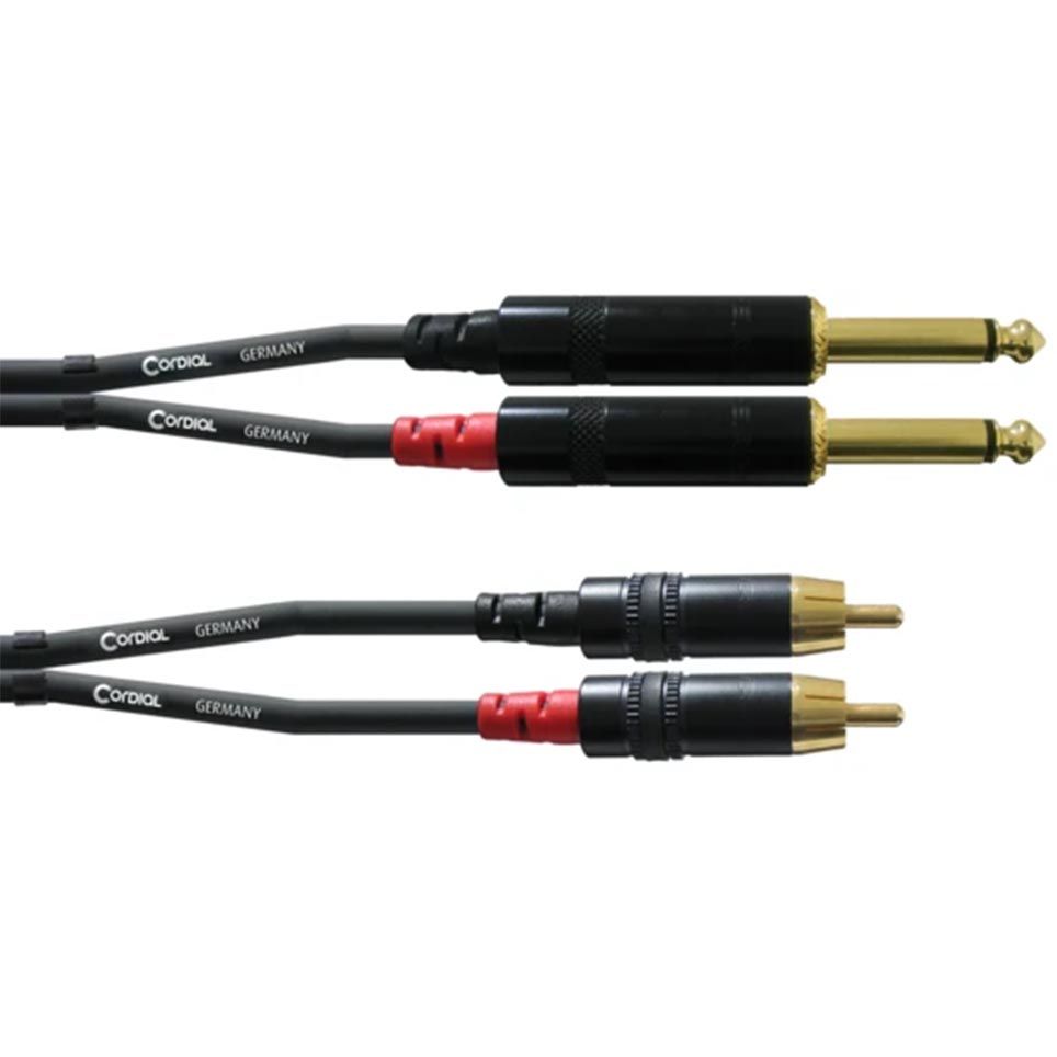 Cordial CFU PC Twin Cable 6.35mm Jack to Cinch/RCA