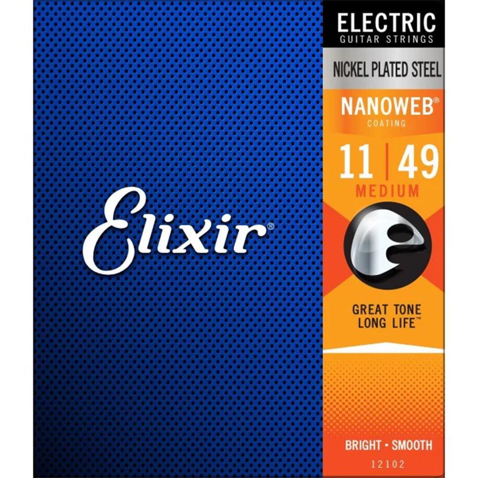 Elixir 12102 Electric Guitar Strings Nanoweb Medium