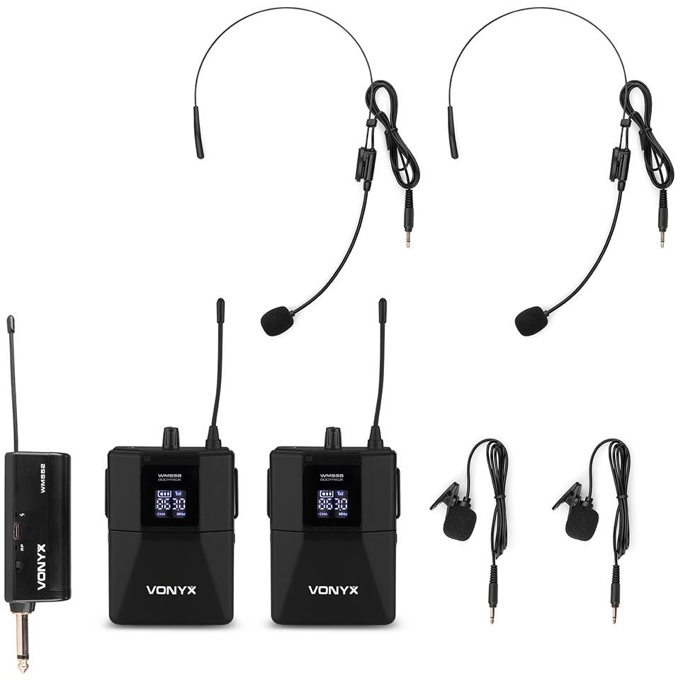 Vonyx WM552B Dual Wireless Bodypack Microphone Set