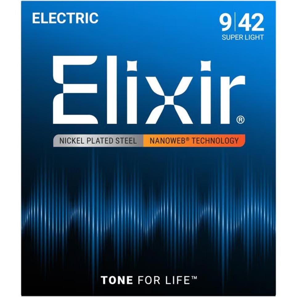 Elixir Electric Guitar Strings Nickel Plated Steel, NANOWEB Coating (Baritone)