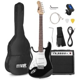 MAX GigKit Left Handed Beginner Electric Guitar Starter Kit - Black