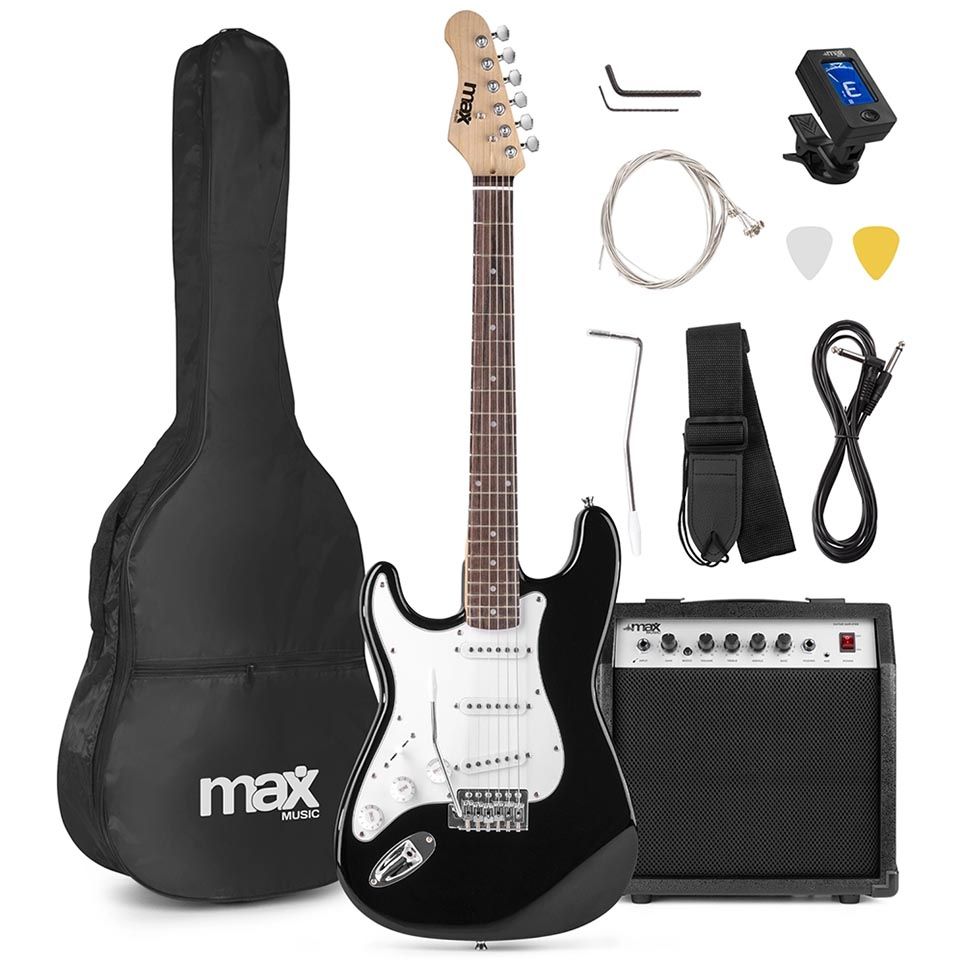 MAX GigKit Left Handed Beginner Electric Guitar Starter Kit - Black