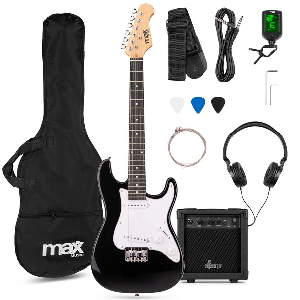 MAX GigKit Junior Electric Guitar Starter Pack- Black 3/4 Size