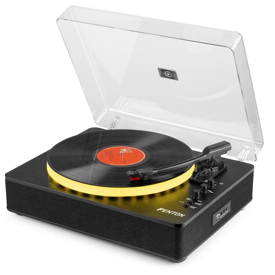 Fenton RP162LED Record Player with BT in/out - Black