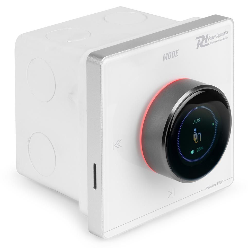 Power Dynamics Powerline B100W In-Wall Class-D Amplifier 4x25W RMS with Bluetooth & USB – White