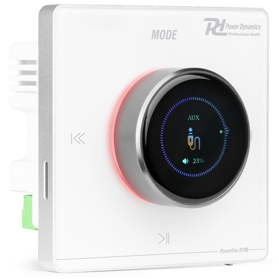 Power Dynamics Powerline B100W In-Wall Class-D Amplifier 4x25W RMS with Bluetooth & USB – White