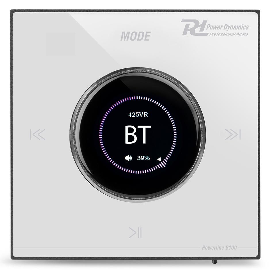 Power Dynamics Powerline B100W In-Wall Class-D Amplifier 4x25W RMS with Bluetooth & USB – White