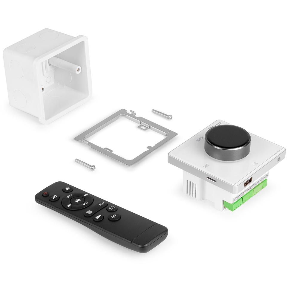 Power Dynamics Powerline B100W In-Wall Class-D Amplifier 4x25W RMS with Bluetooth & USB – White