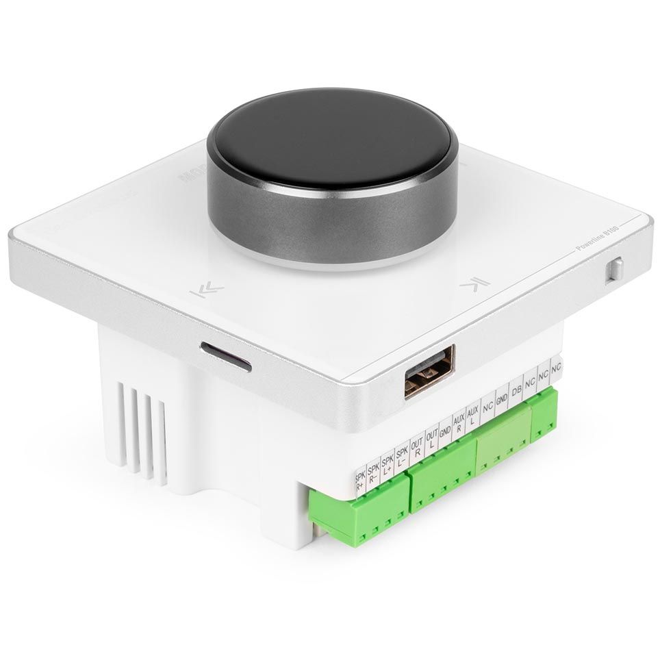 Power Dynamics Powerline B100W In-Wall Class-D Amplifier 4x25W RMS with Bluetooth & USB – White