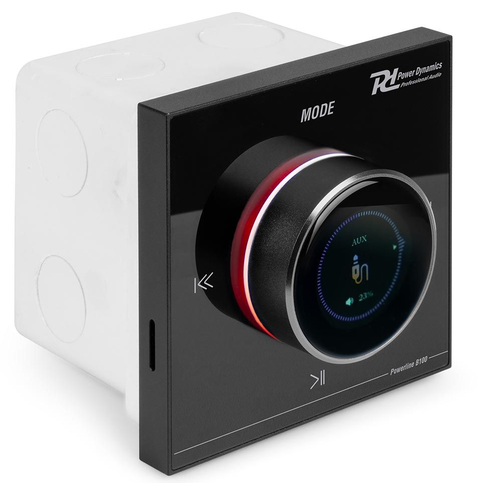 Power Dynamics Powerline B100B In Wall Audio Amplifier BT/LCD Black