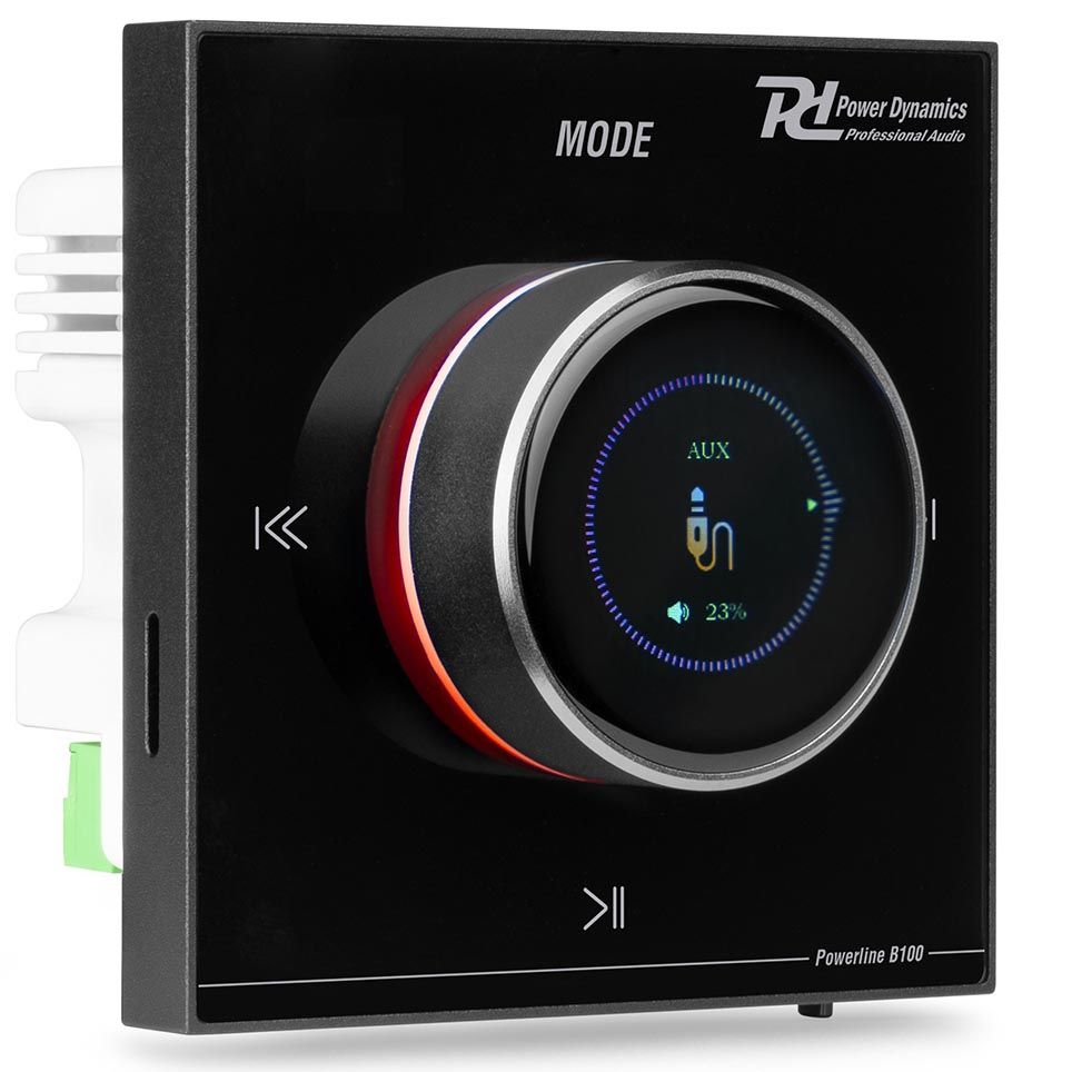 Power Dynamics Powerline B100B In Wall Audio Amplifier BT/LCD Black