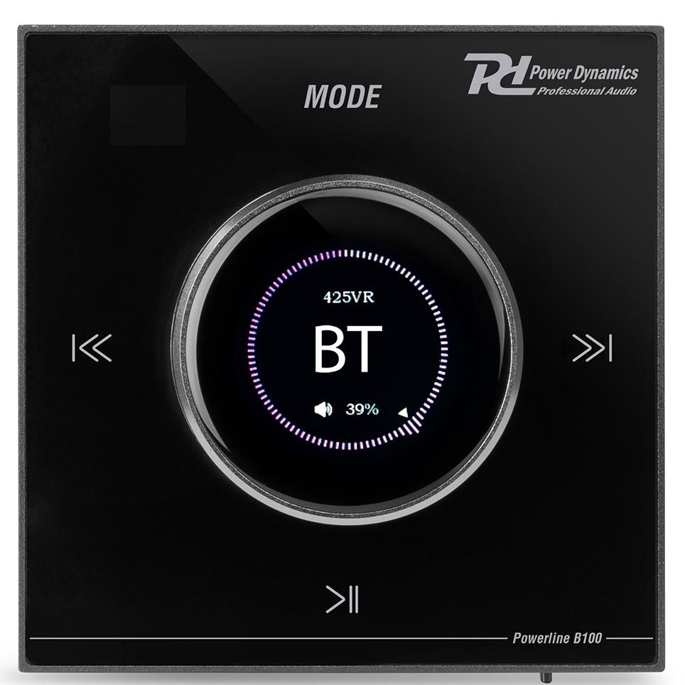 Power Dynamics Powerline B100B In Wall Audio Amplifier BT/LCD Black
