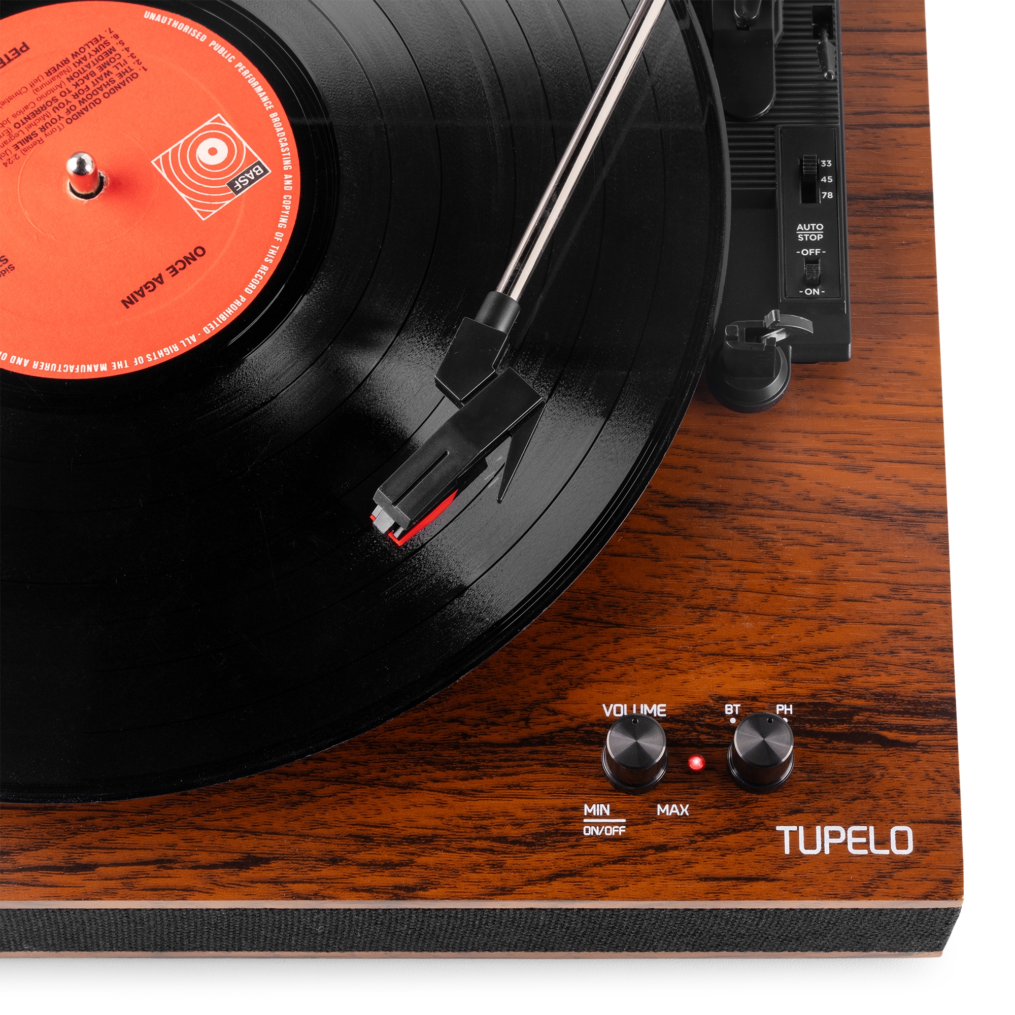 Audizio Tupelo Record Player Set Bluetooth with 2 Speakers (Wood) - Image 12