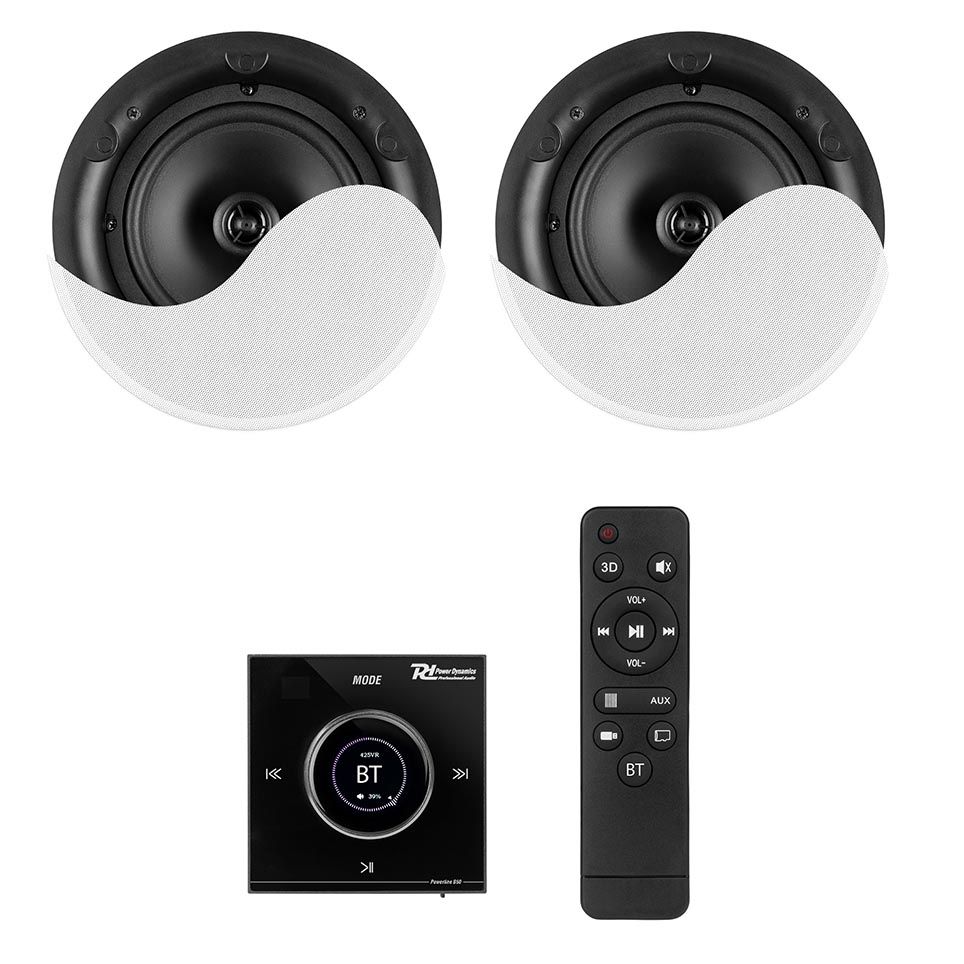Power Dynamics Powerline B50BSet In-Wall Audio Amplifier with 2 Ceiling Speakers
