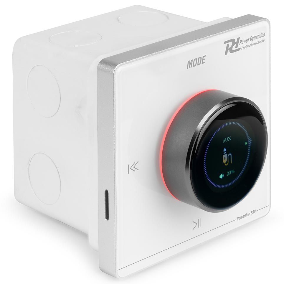 Power Dynamics Powerline B50W In Wall Audio Amplifier BT/LCD White