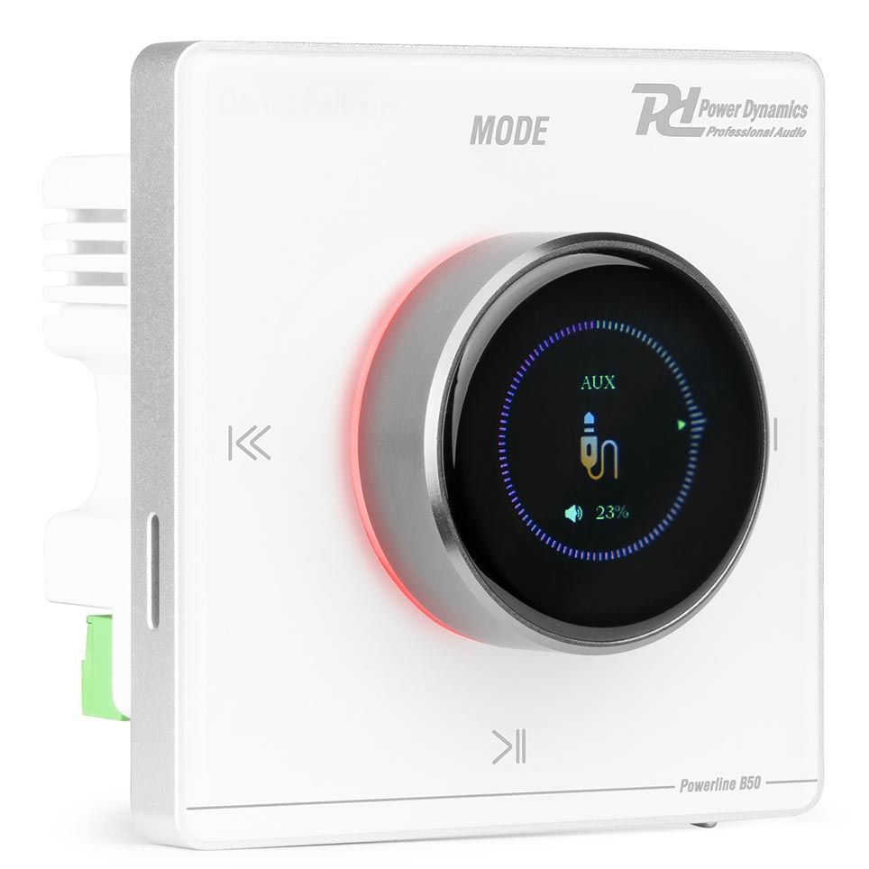 Power Dynamics Powerline B50W In Wall Audio Amplifier BT/LCD White