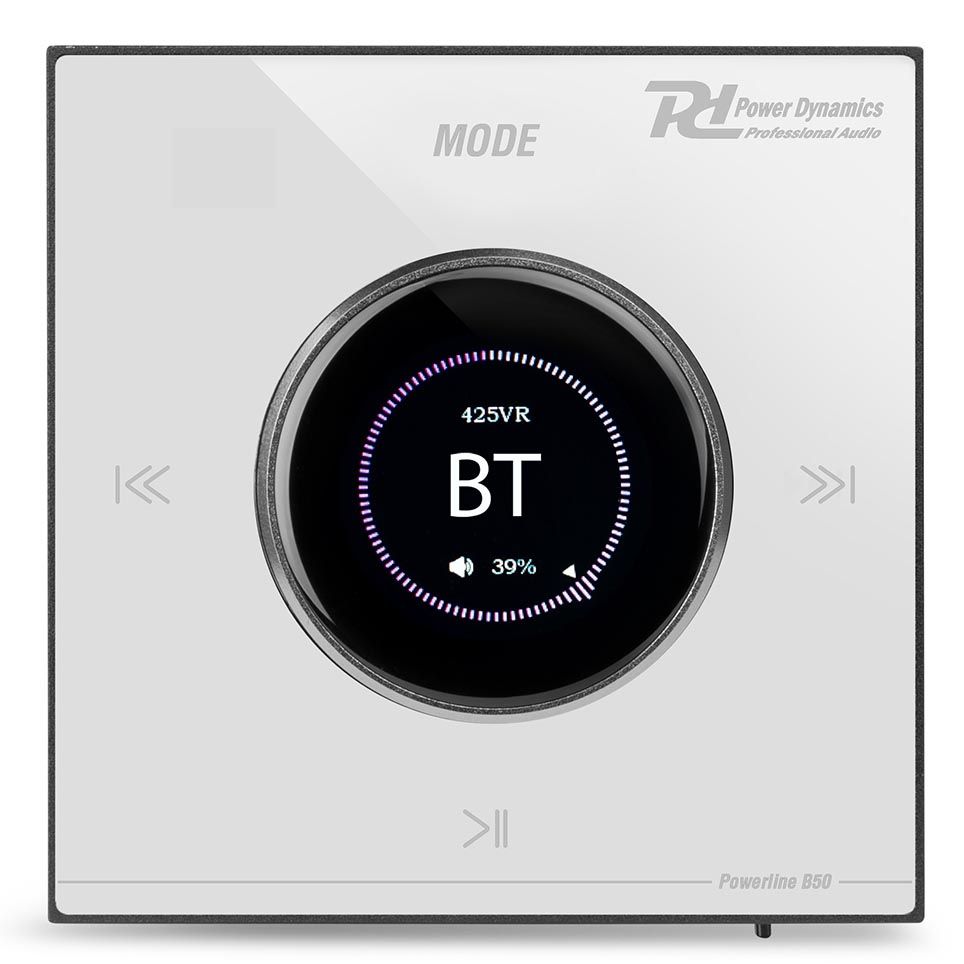 Power Dynamics Powerline B50W In Wall Audio Amplifier BT/LCD White