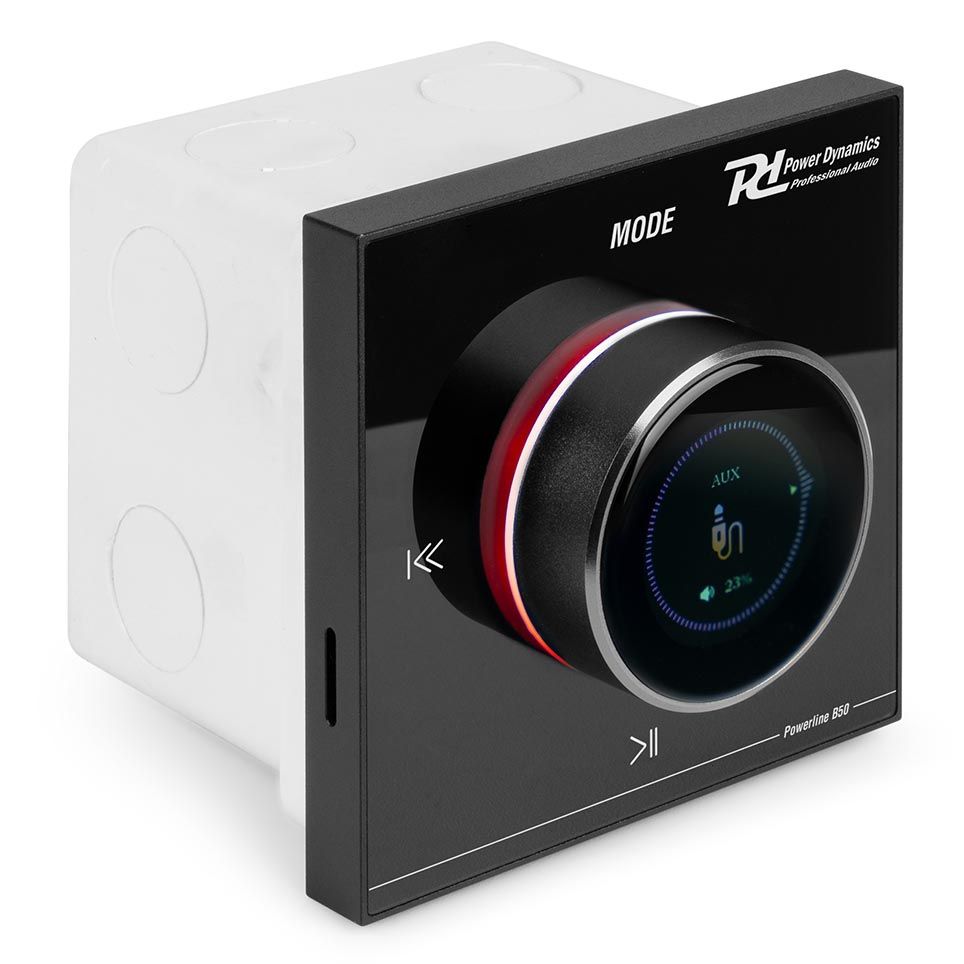 Power Dynamics Powerline B50B In Wall Audio Amplifier BT/LCD Black