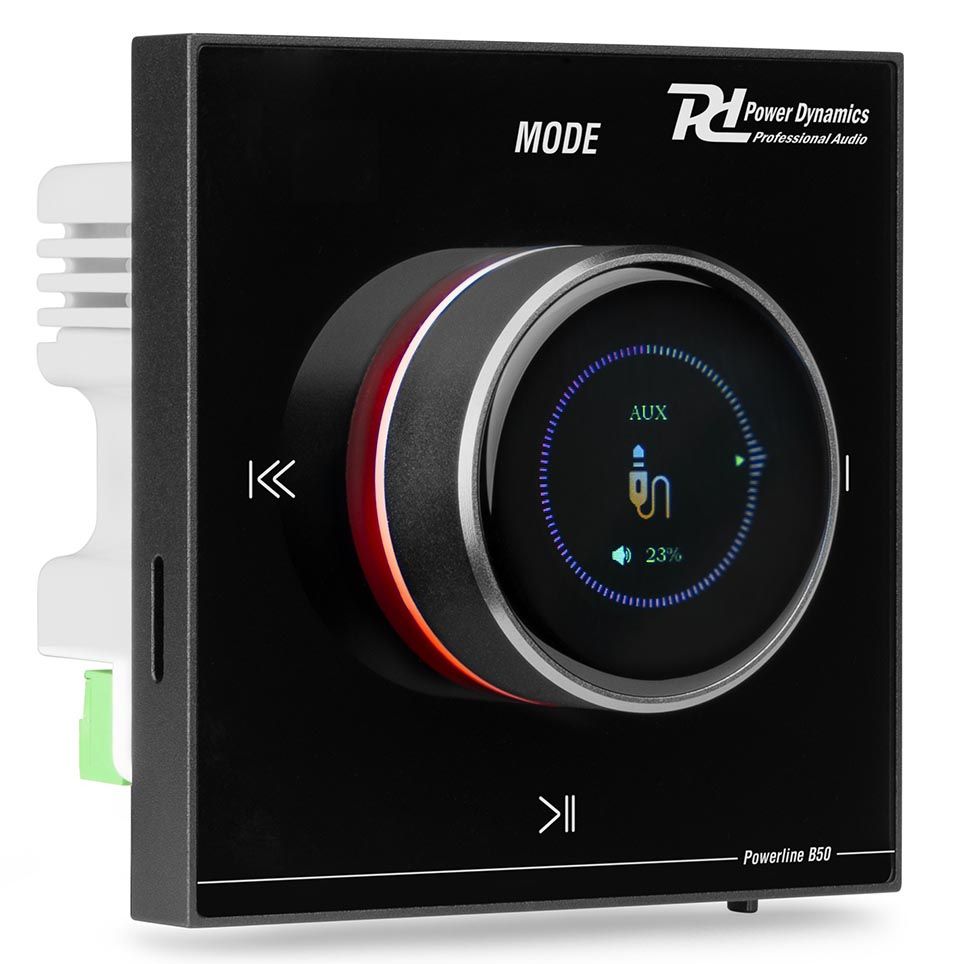 Power Dynamics Powerline B50B In Wall Audio Amplifier BT/LCD Black
