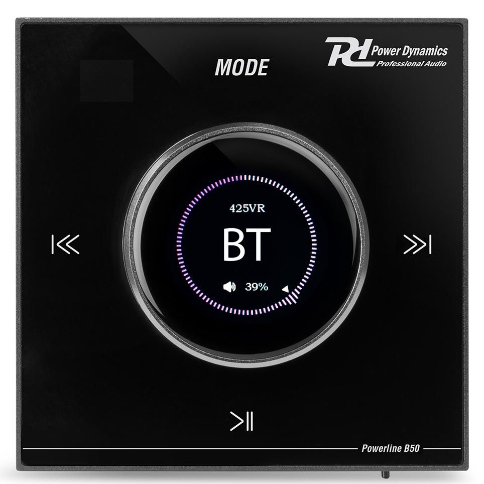 Power Dynamics Powerline B50B In Wall Audio Amplifier BT/LCD Black