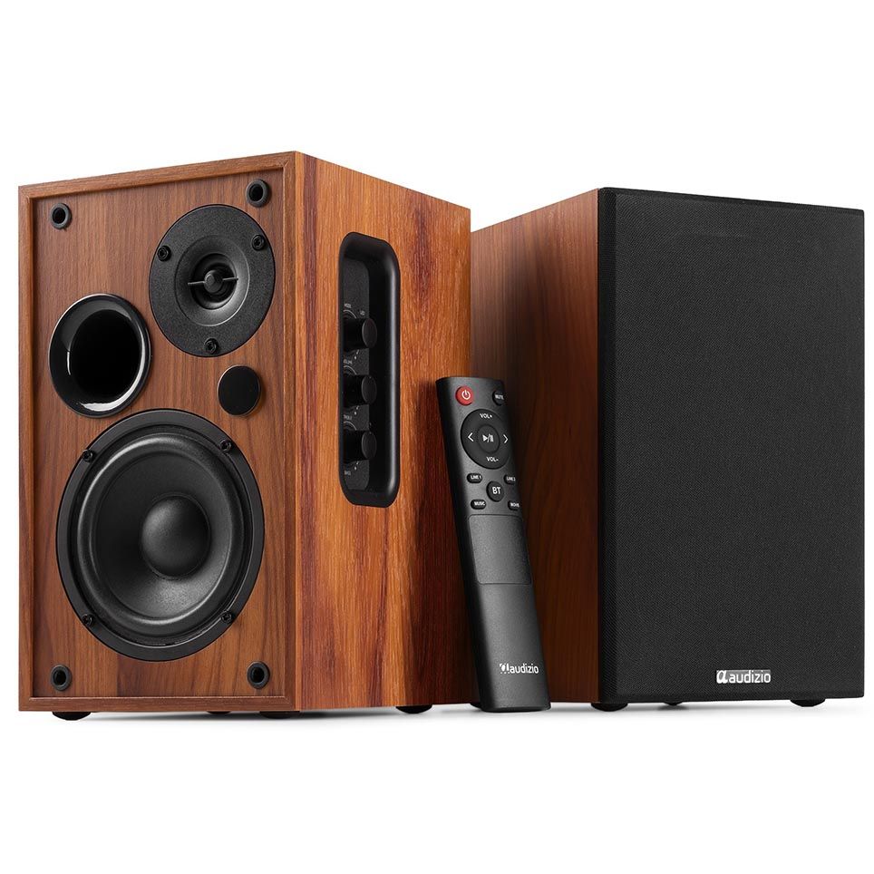 Audizio KS02 Active Bookshelf Speaker Set 80W BT Wood