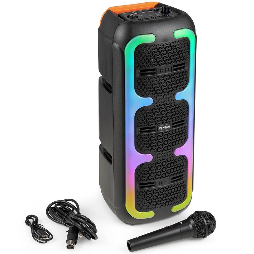 Fenton PartyBox310 Portable Bluetooth Speaker with Microphone and LED Lights