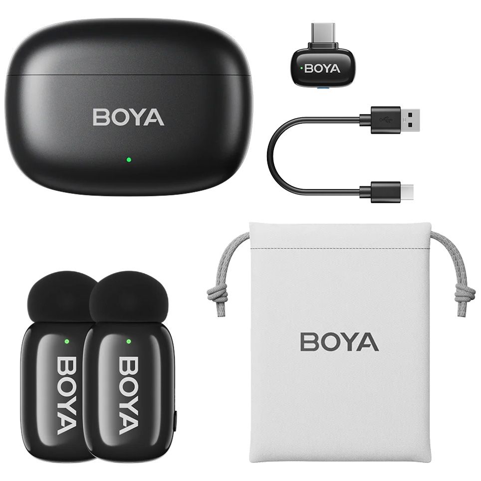 BOYA mini 2 Super Mini Wireless Microphone (Black Set, Type-C)