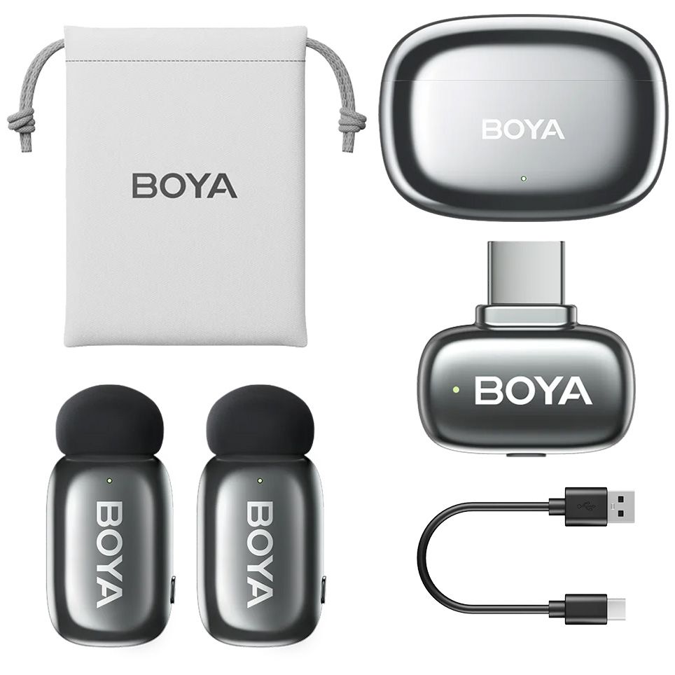 BOYA BOYA mini 2 Super Mini Wireless Microphone (Silver, Type-C)